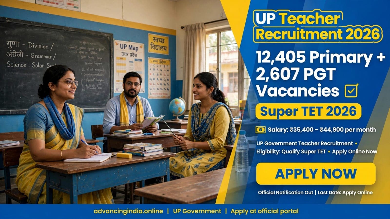 UP Teacher Recruitment 2026 12405 Primary 2607 PGT vacancies Super TET salary