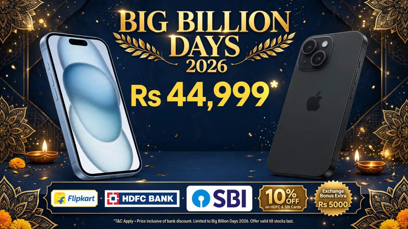 iPhone 15 at Rs 44,999 in Big Billion Days 2026