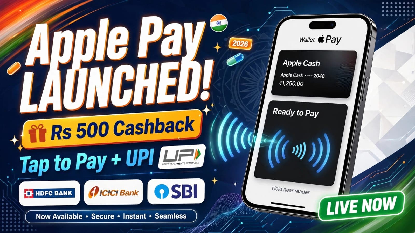 Apple Pay launched India 2026 Rs 500 cashback tap to pay UPI