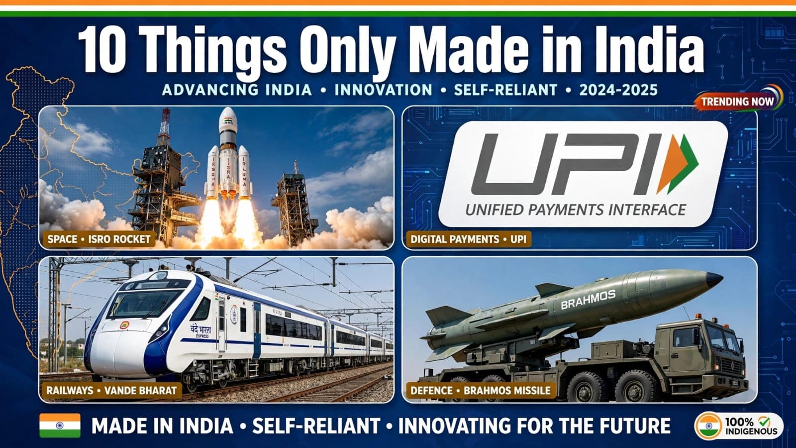 10 things only made in India ISRO UPI Vande Bharat BrahMos self reliant