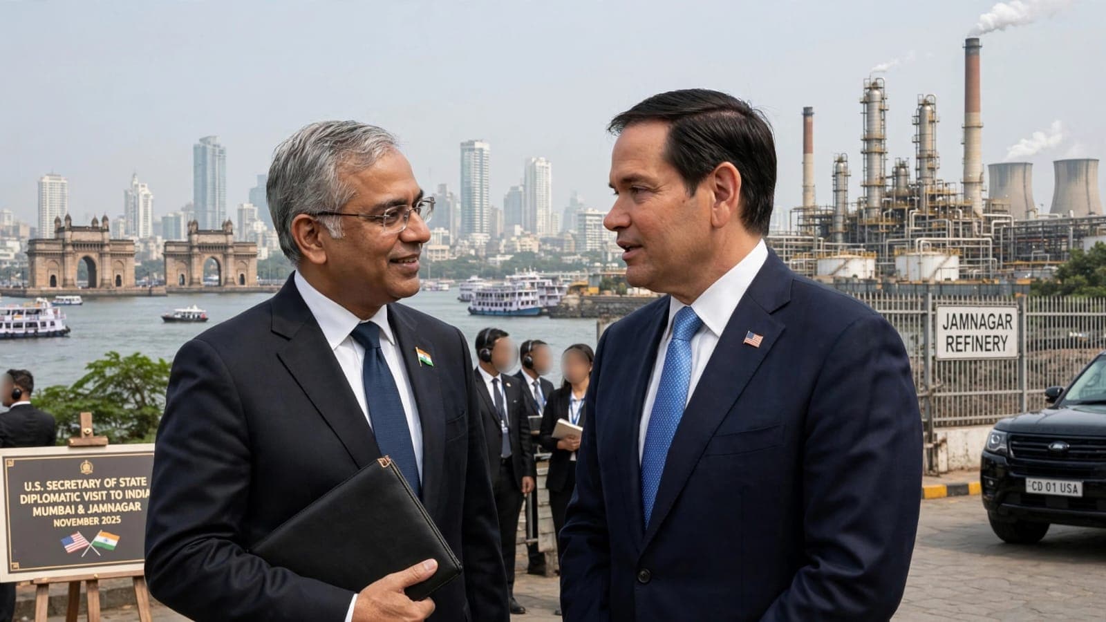 US Secretary India Visit Jamnagar Mumbai